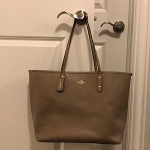 Coach leather taupe tote, used twice.